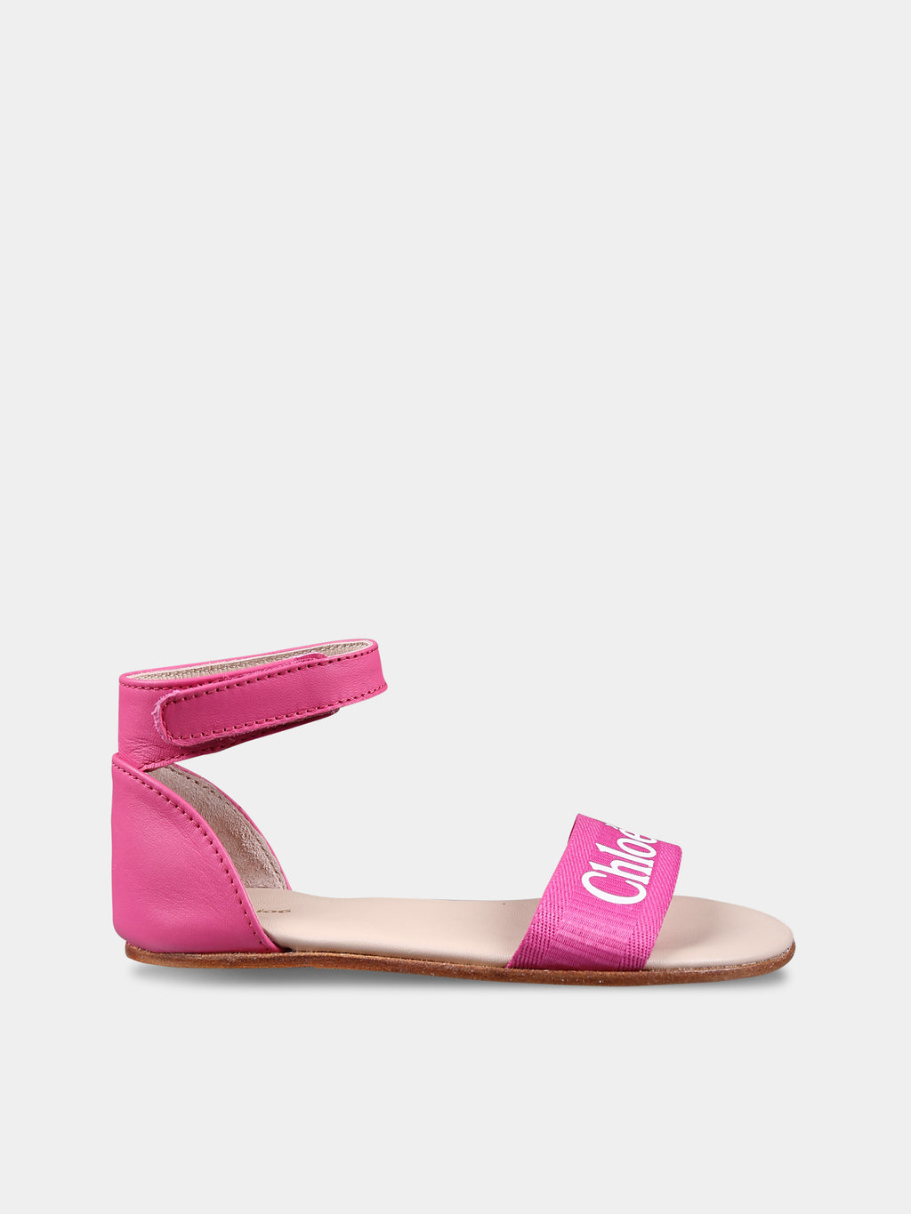 Fuchsia sandals for girl with logo